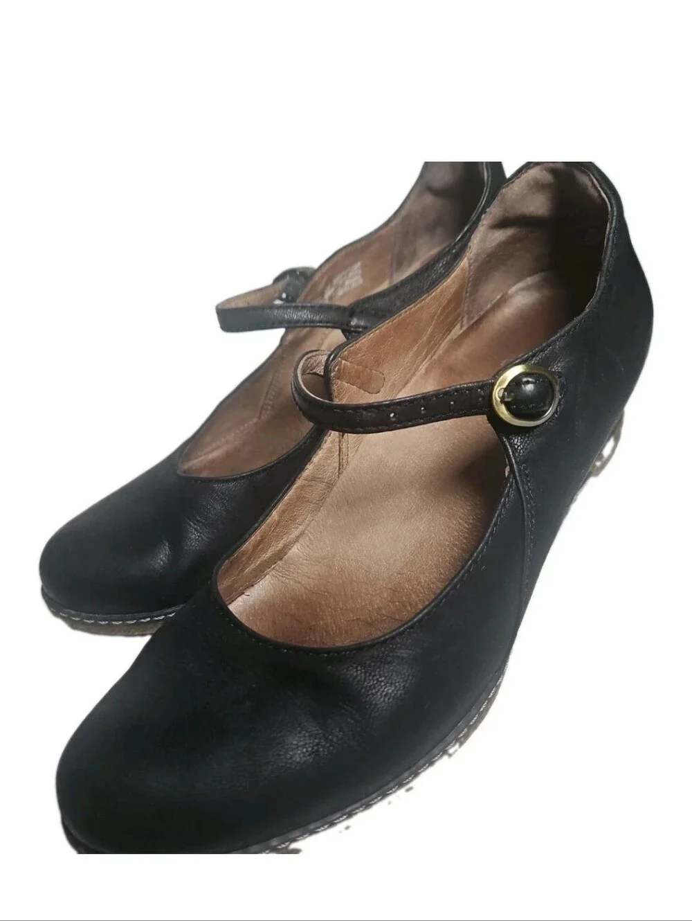 Dansko Loralie Black Leather Mary Jane Hidden Wedge Comfort Shoe Womens Sz7.5[7E